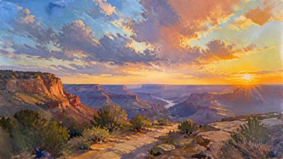 sweeping panoramic landscape with a dramatic sky