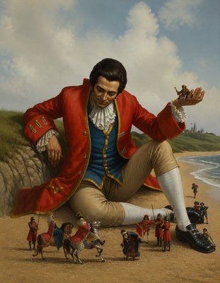 a painting of a man sitting on a beach