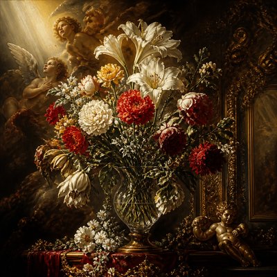 bouquet of flowers in a glass vase