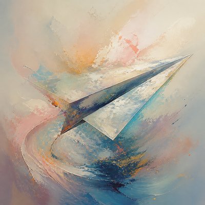 a paper plane, clean minimal composition on a plain background, no text