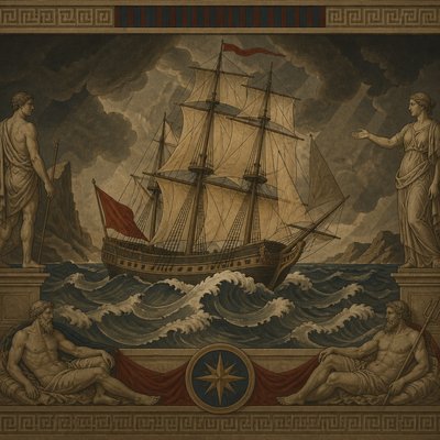 sailing ship on a stormy sea