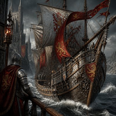 sailing ship on a stormy sea
