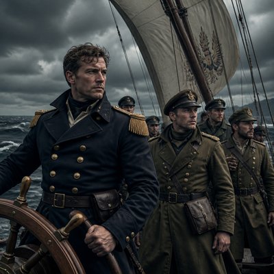 sailing ship on a stormy sea