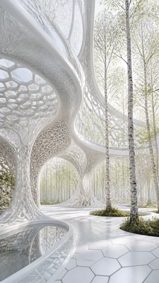 a serene birch forest in soft morning light, no people, no text