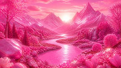 a vast valley with a river winding toward distant mountains at sunrise, no people, no text
