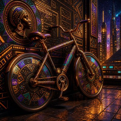 bicyle resting against a wall
