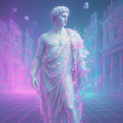 Vaporwave Marble Sculpture Style Transfer Example