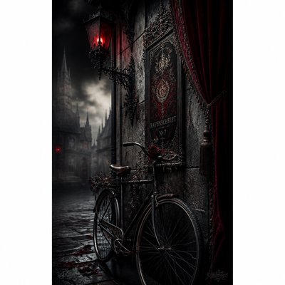 bicyle resting against a wall — Gothic Fashion Design