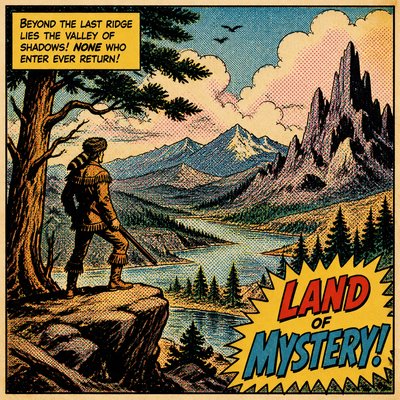 wide landscape with natural scenery — Retro Comic Art