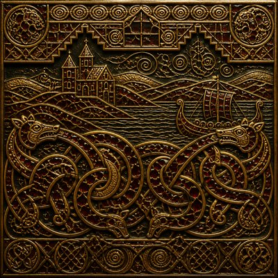 wide landscape with natural scenery — Anglo-Saxon Metalwork Art Style