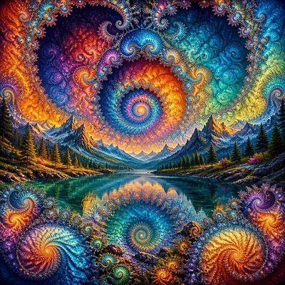 wide landscape with natural scenery — Fractal Art Style