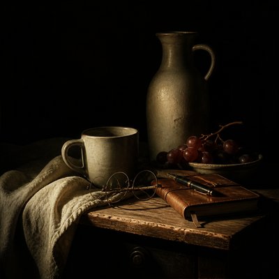 still life with everyday objects — Chiaroscuro Art Style