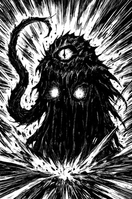 a black and white drawing of an octopus