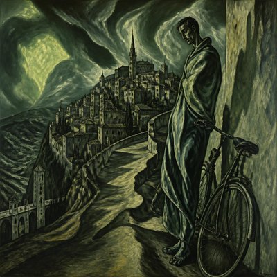 bicyle resting against a wall — Toledo Art Style