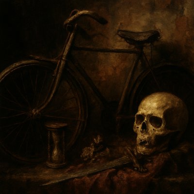 bicyle resting against a wall