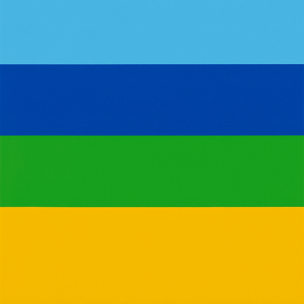 a blue, green, yellow, and blue background