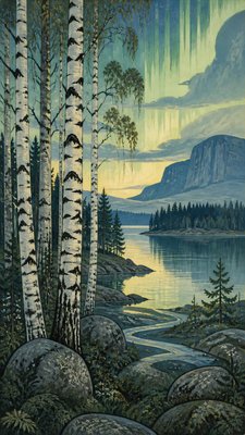 a serene birch forest in soft morning light, no people, no text