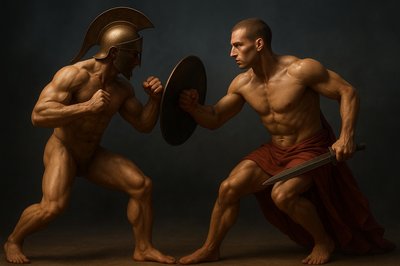 a couple of men standing next to each other