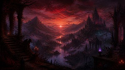 a vast valley with a river winding toward distant mountains at sunrise, no people, no text