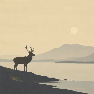 animal standing in natural pose — Minimalist Landscape Art Style