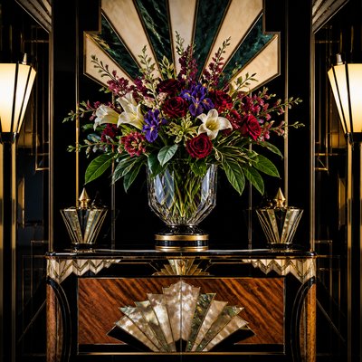 bouquet of flowers in a glass vase