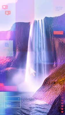 towering waterfall cascading down a cliff