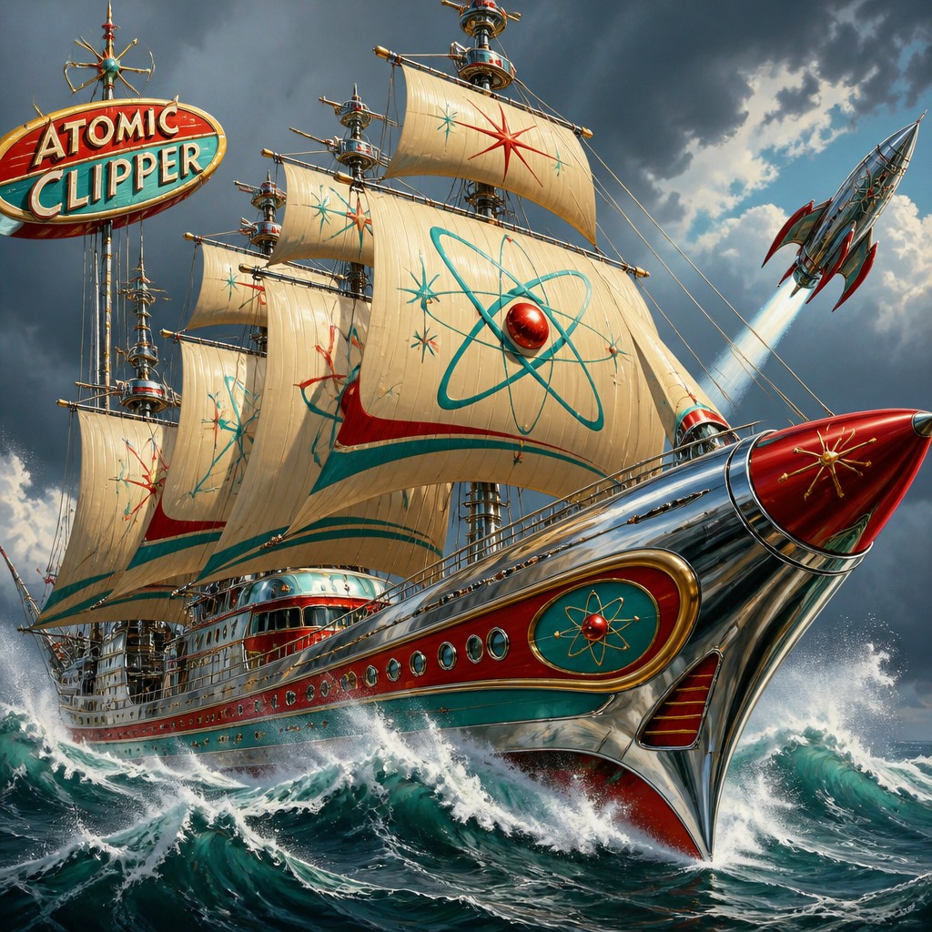 sailing ship on a stormy sea — Atompunk Aesthetic