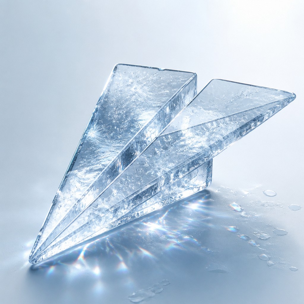 a paper plane, clean minimal composition on a plain background, no text