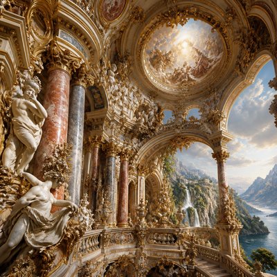 wide landscape with natural scenery — Baroque Architecture