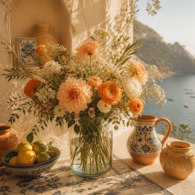 bouquet of flowers in a glass vase