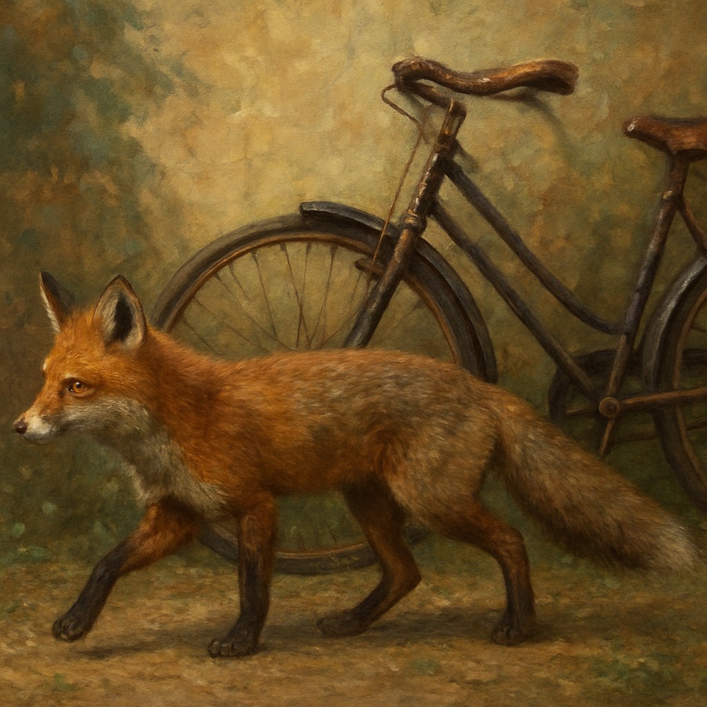 bicyle resting against a wall
