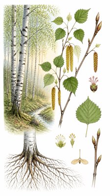 a serene birch forest in soft morning light, no people, no text