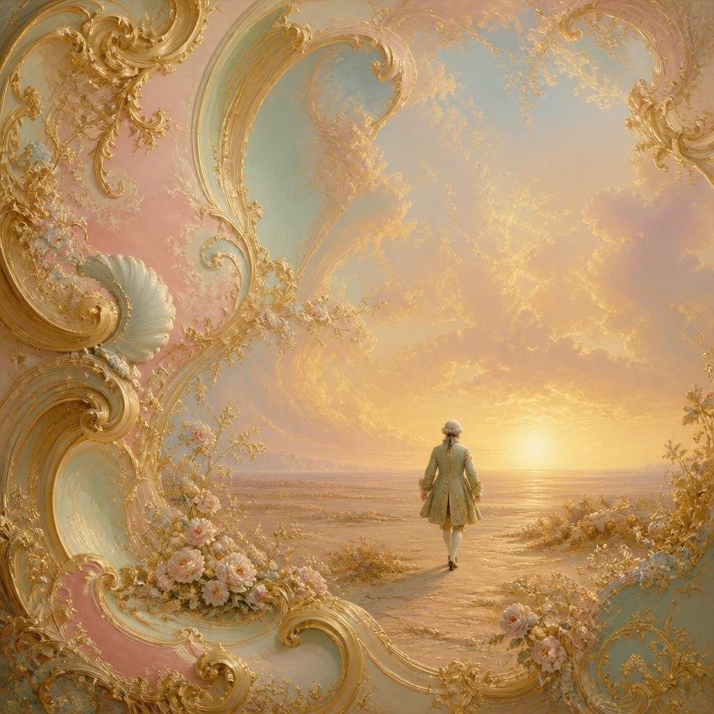 a solitary figure walking toward a glowing horizon across an empty plain, moody atmosphere, no text or lettering