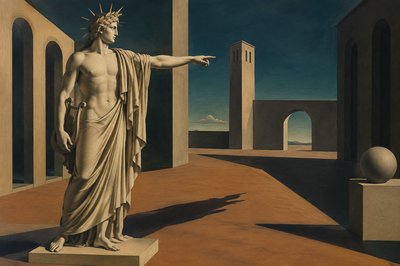 Apollo with outstretched arm and hand pointing
