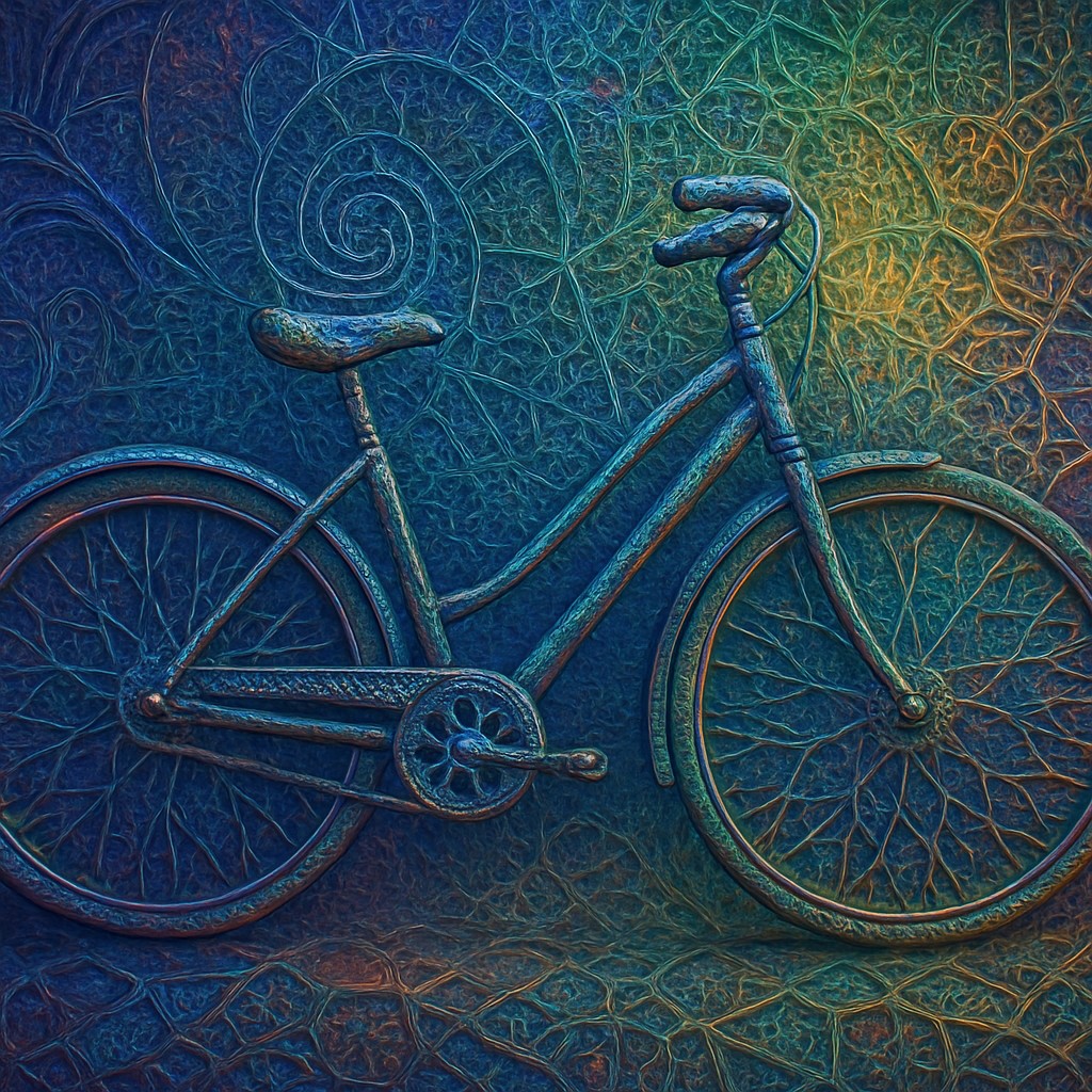 bicyle resting against a wall