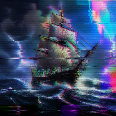 sailing ship on a stormy sea
