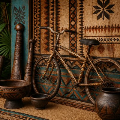 bicyle resting against a wall — Fijian Art Style