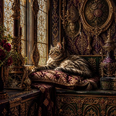 a cat lounging in a sunlit window