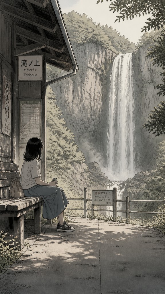 towering waterfall cascading down a cliff
