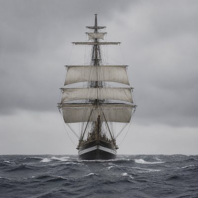 sailing ship on a stormy sea