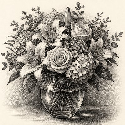 bouquet of flowers in a glass vase