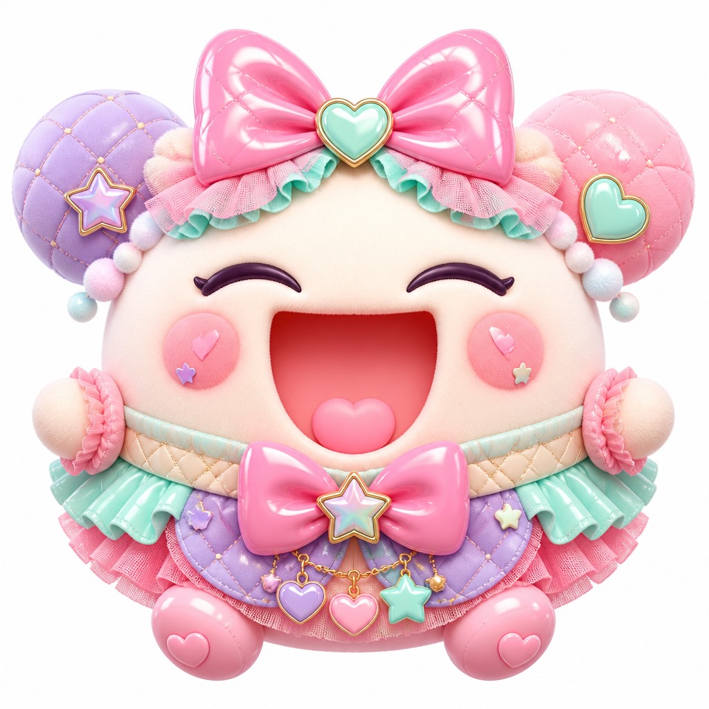 an exaggerated laughing face of an original round mascot character, bold and readable at small size, plain background, no text