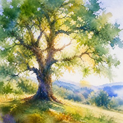 a tree in nature — Watercolor Portrait Art Style