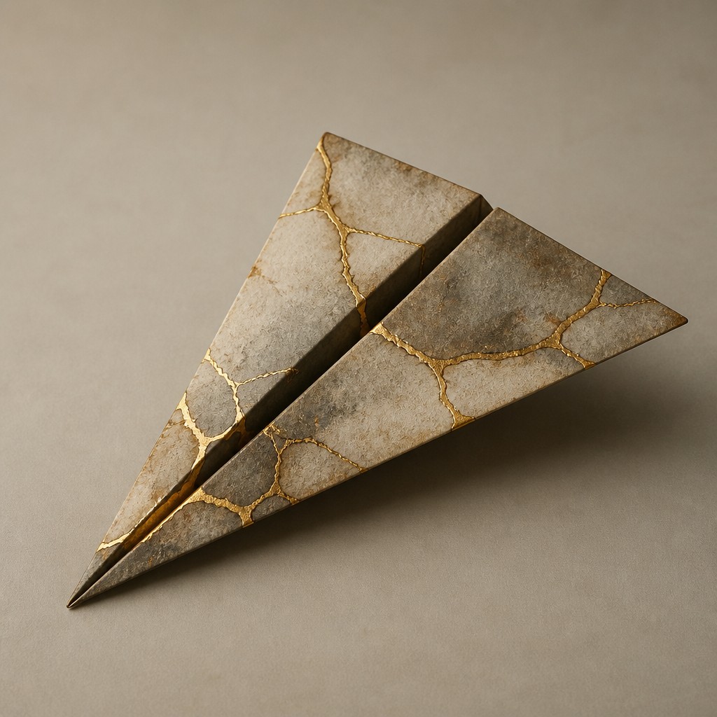 a paper plane, clean minimal composition on a plain background, no text