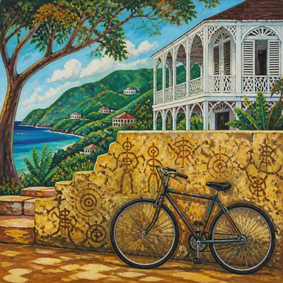bicyle resting against a wall