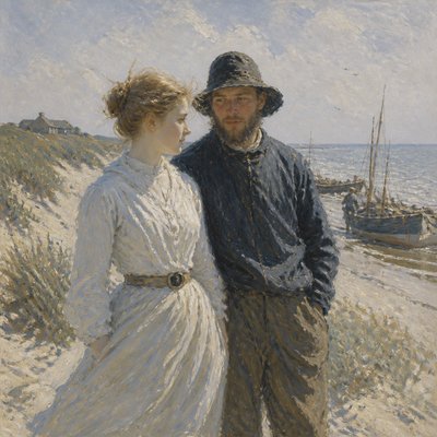 portrait of two people together — Skagen Art Style