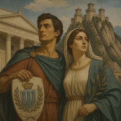 portrait of two people together — Sammarinese Art Style