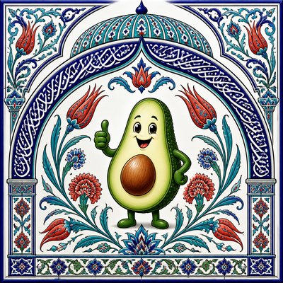 a happy avocado character giving a thumbs up, bold readable design on a plain background, no text