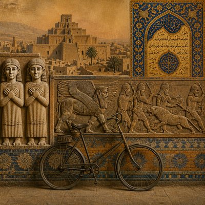bicyle resting against a wall