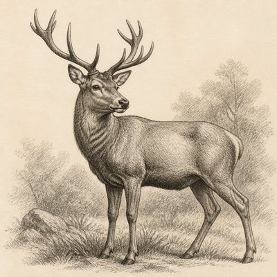 animal standing in natural pose — Hatching Drawing Style